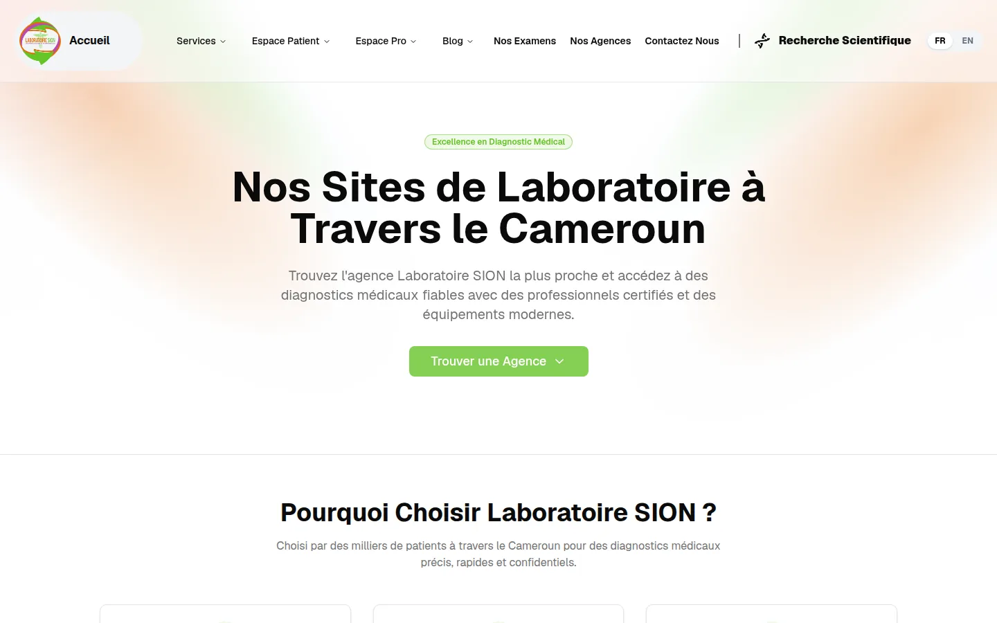 Laboratoires SION public website agency locator page