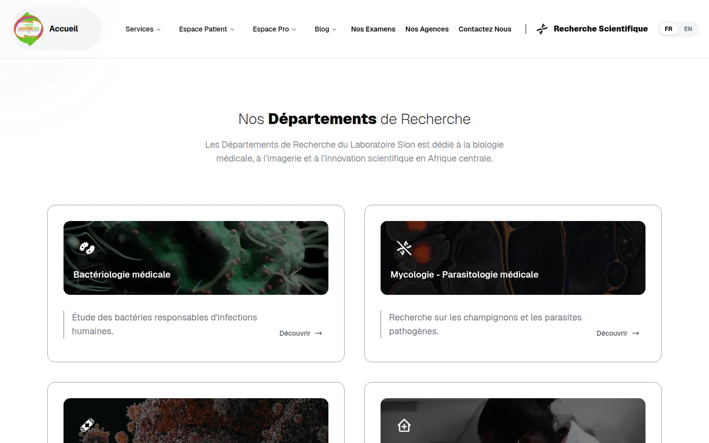 Laboratoires SION public website scientific research section